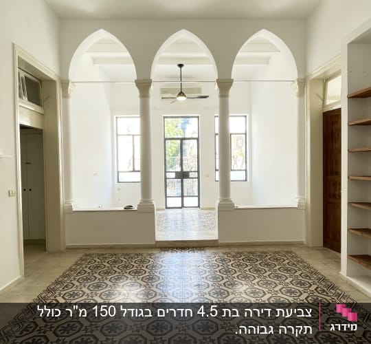 חדר עם תקרה צבועה ומאוורר תקרה שחור